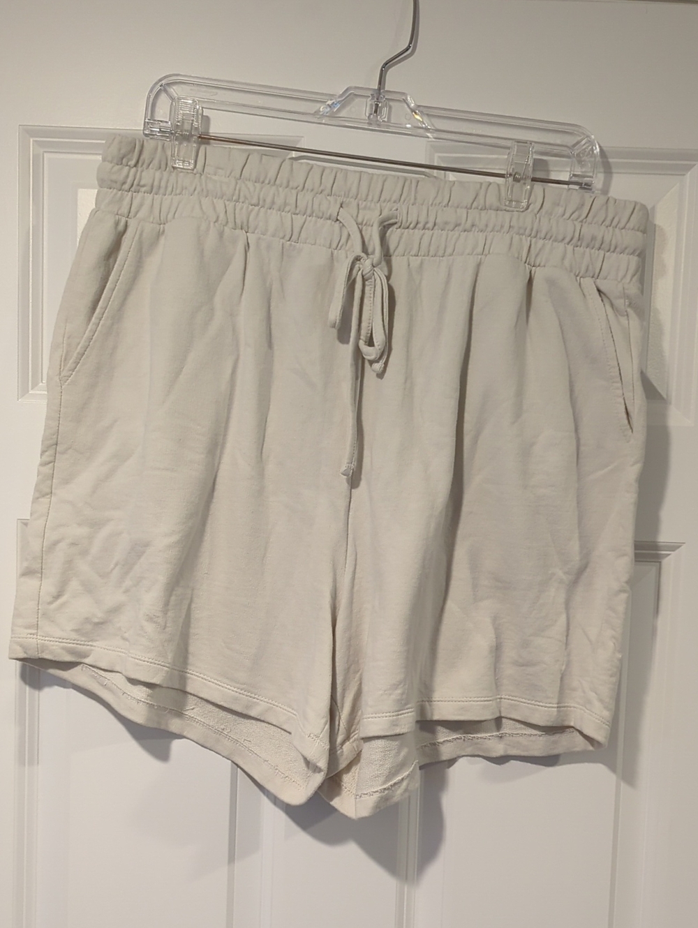 Zenana Outfitters Light Cream Drawstring Athletic Shorts